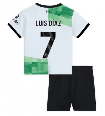 Lacne Dětský Futbalové dres Liverpool Luis Diaz #7 2023-24 Krátky Rukáv - Preč (+ trenírky)